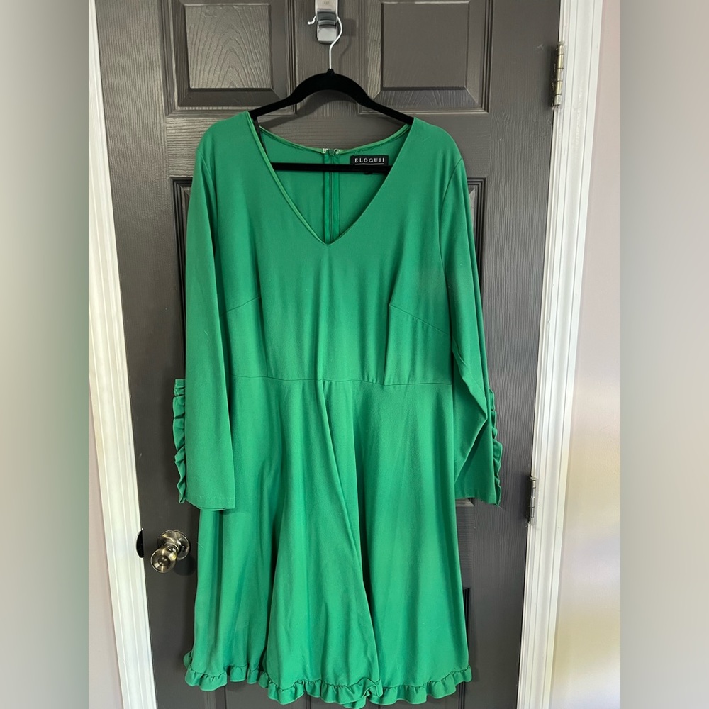 Eloquii Green Long Sleeve Dress